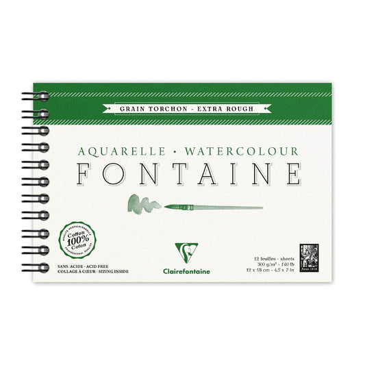 CLAIREFONTAINE Fontaine Wirebound Extra Rough 300g 12x18cm 12s