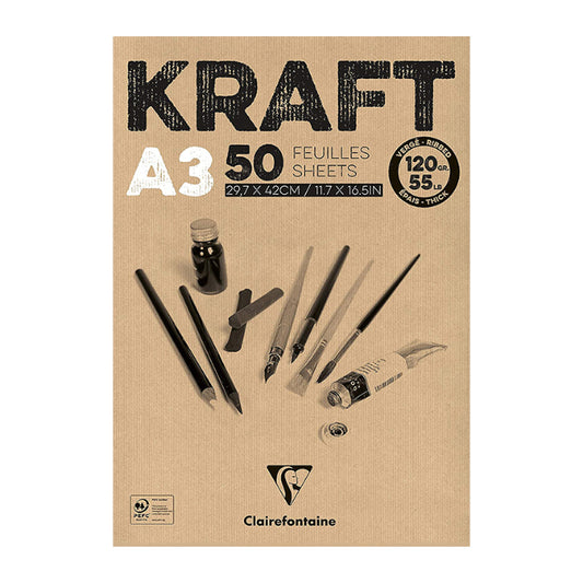 CLAIREFONTAINE Kraft Pad A3 120g 50s Brown