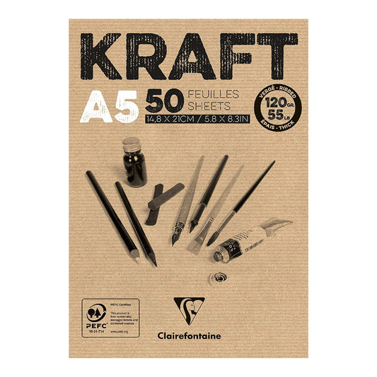 CLAIREFONTAINE Kraft Pad A5 120g 50s Brown