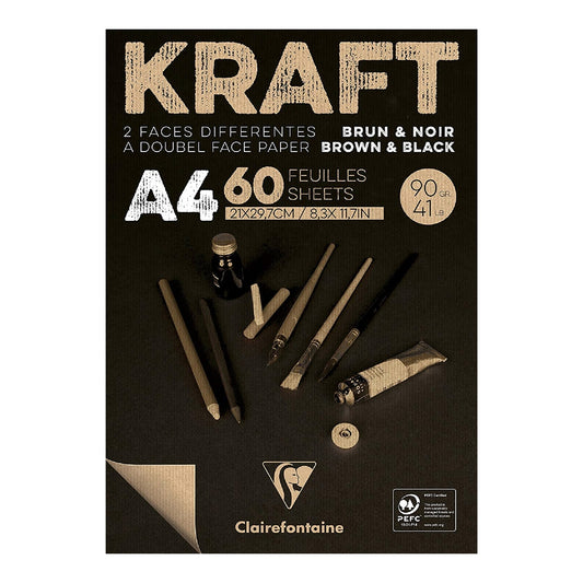 CLAIREFONTAINE Kraft Pad A4 90g 60s Laid-Black & Brown