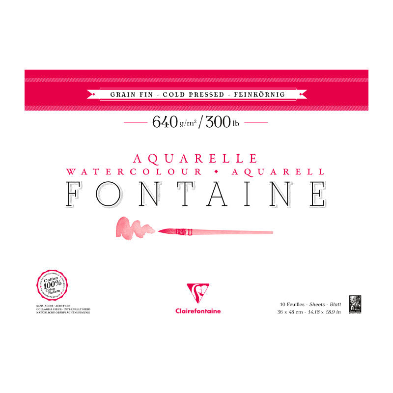 CLAIREFONTAINE Fontaine 4 Sides Cold Pressed 640g 36x48cm 10s Default Title