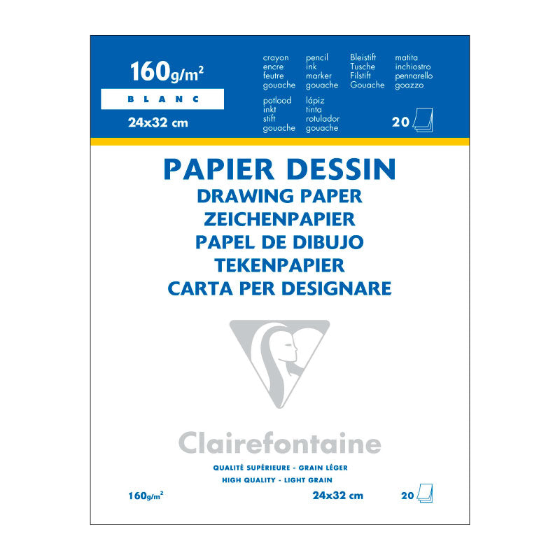 CLAIREFONTAINE Drawing Paper Pad 160g 24x32cm 20s Default Title