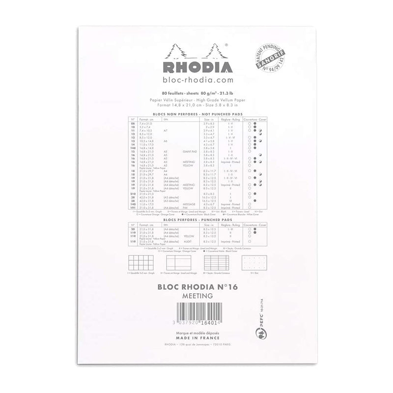 RHODIA Basics Meeting Pad No.16 A5 148x210mm White