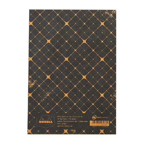 RHODIA Heritage Stapled No.16 5x5 Sq Quadrille BK