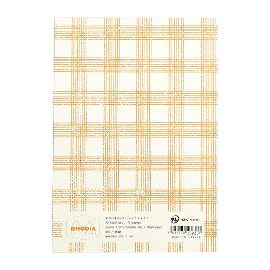 RHODIA Heritage Stapled No.16 5x5 Sq Tartan Ivory