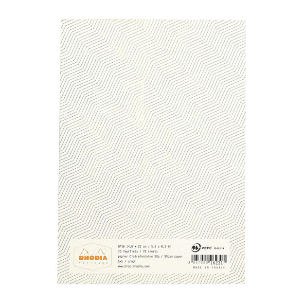 RHODIA Heritage Stapled No.16 5x5 Sq Chevron Ivory