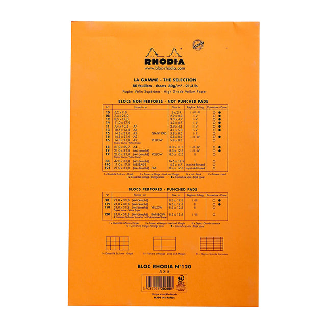 RHODIA Rainbow 210x318mm 5x5 Sq hsp Orange