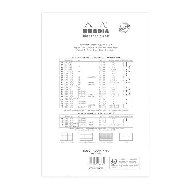 RHODIA Basics Meeting Pad No.19 A4+ 210x318mm White