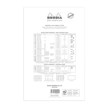 RHODIA Basics Meeting Pad No.19 A4+ 210x318mm White