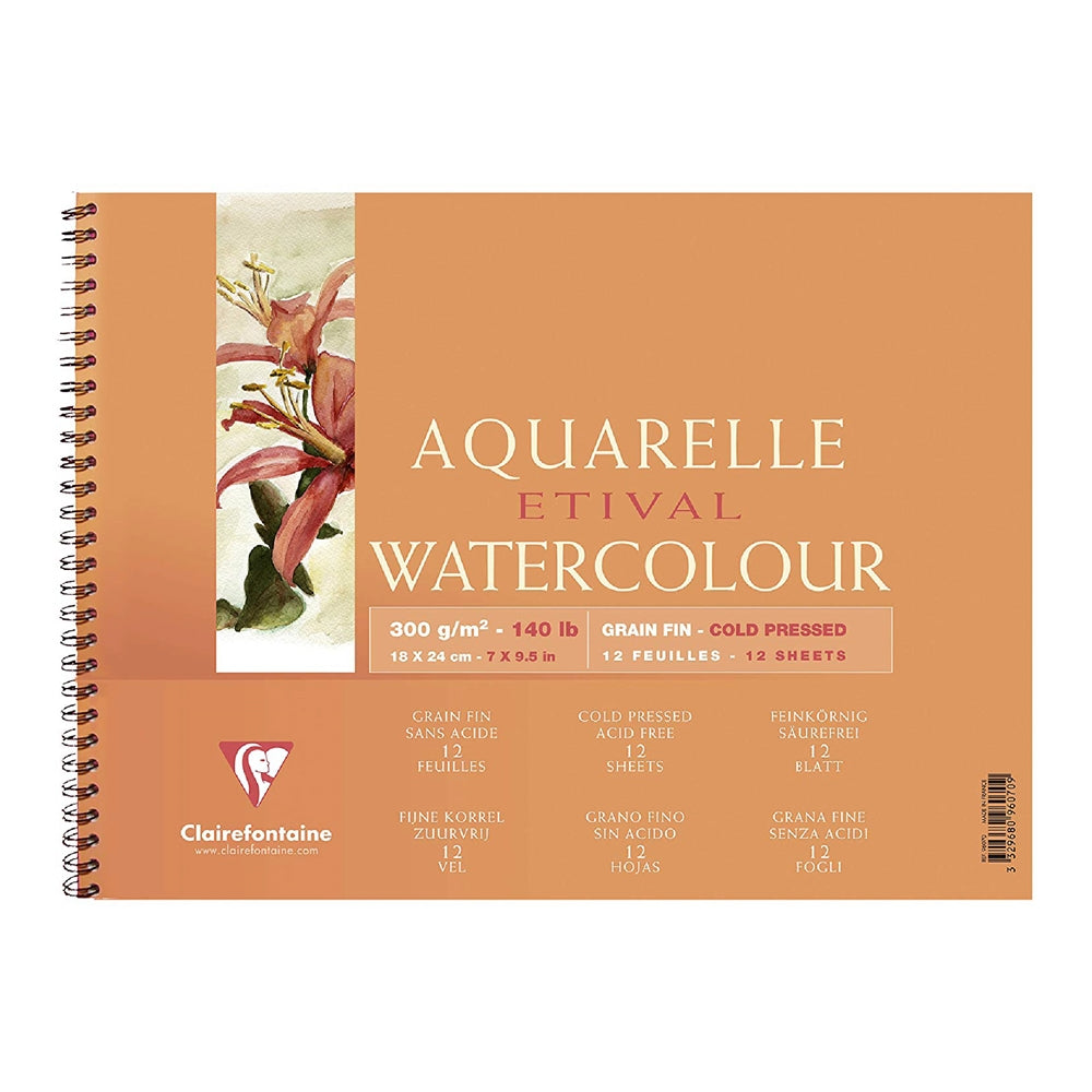 CLAIREFONTAINE Etival Wirebound Cold Pressed 300g 18x24cm 12s