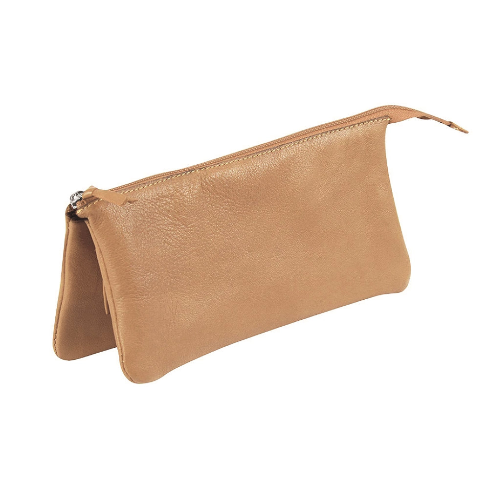 CLAIREFONTAINE LEATHER Pencil Case Flat 3-Compartments Natural