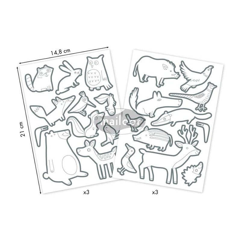 MAILDOR Deco Stickers Color Wood Animals 6s