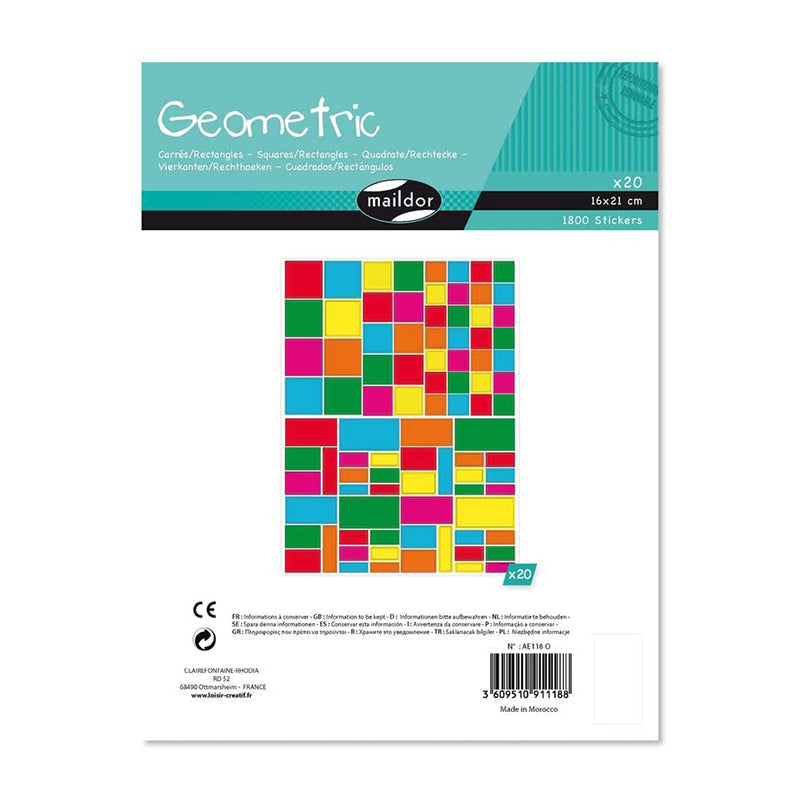 MAILDOR Geo Stickers Multicolour Sq/Rect 20s