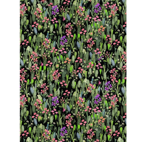 DECOPATCH Paper:Green 741 Flower Meadow-Black