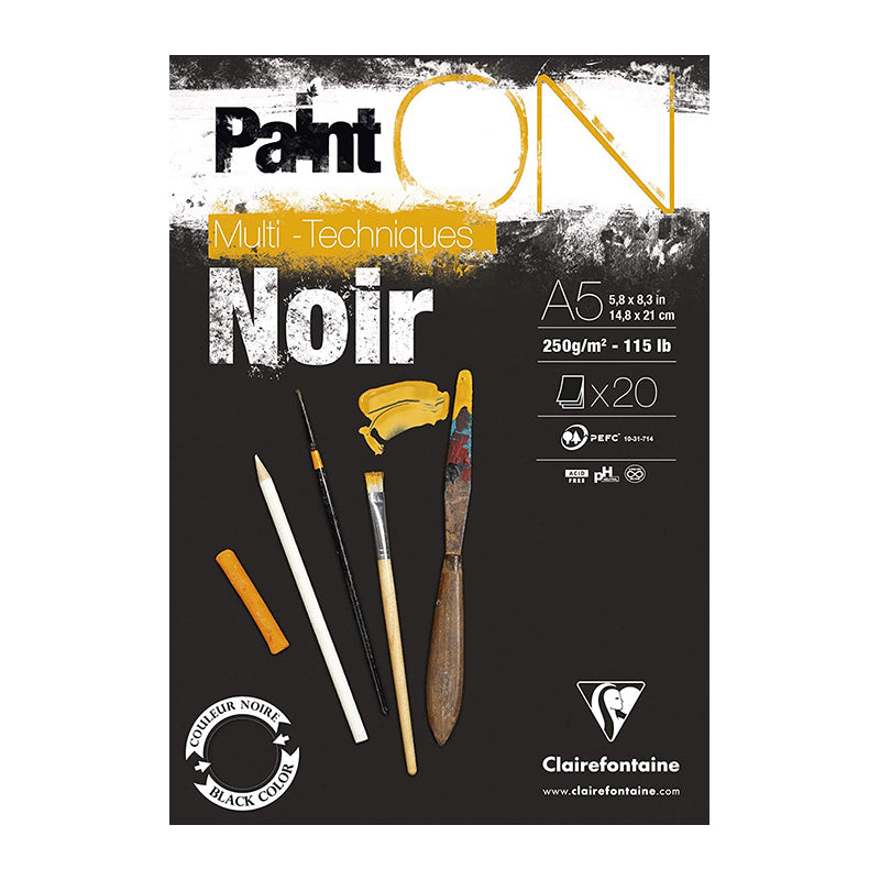 CLAIREFONTAINE Paint ON Pad A5 250g Black 20s