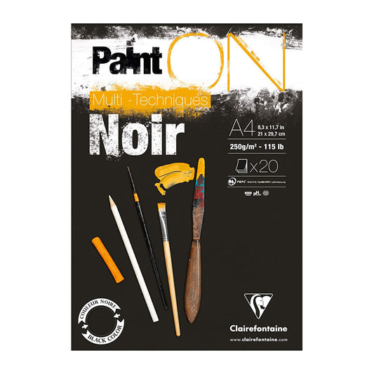 CLAIREFONTAINE Paint ON Pad A4 250g Black 20s