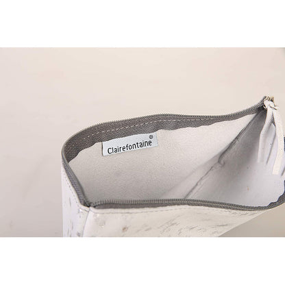 CLAIREFONTAINE Cosmicuir Suede Leather Pencil Case Flt Silver