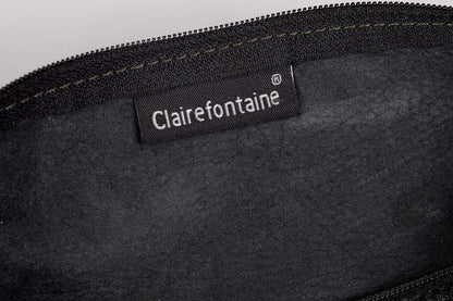 CLAIREFONTAINE Black Leather Pencil Case Small Round