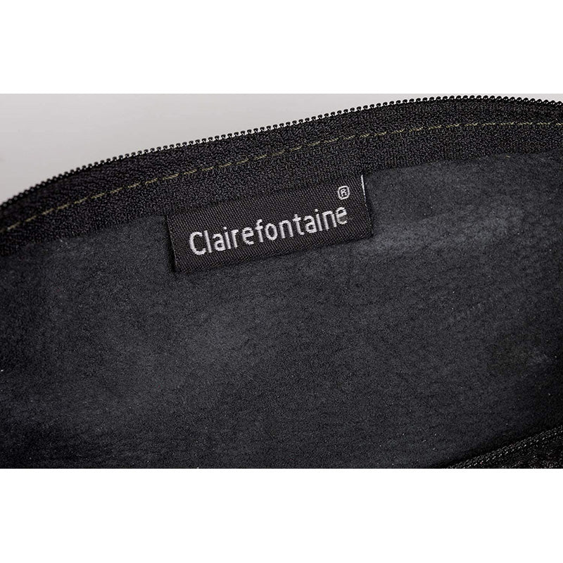 CLAIREFONTAINE Black Leather Pencil Case Rectangular