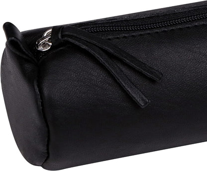 CLAIREFONTAINE Black Leather Pencil Case Round