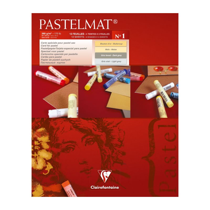 CLAIREFONTAINE Pastelmat Pad 360g 24x30cm 12s No.1 4 Shades