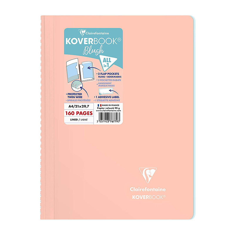 CLAIREFONTAINE Koverbook Blush Wirebound A4 160p Ruled Coral