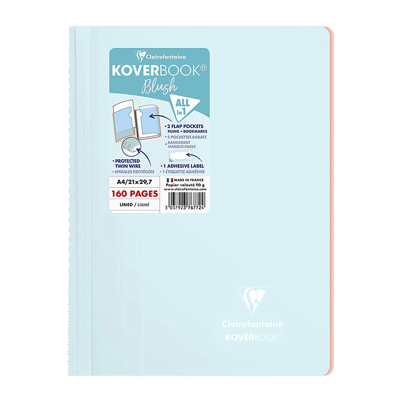 CLAIREFONTAINE Koverbook Blush WB A4 160p Ruled Ice Blue