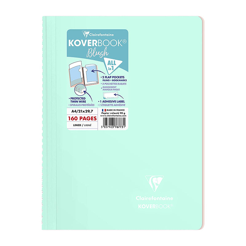 CLAIREFONTAINE Koverbook Blush Wirebound A4 160p Ruled Mint