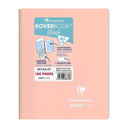 CLAIREFONTAINE Koverbook Blush Wirebound A5 160p Ruled Coral