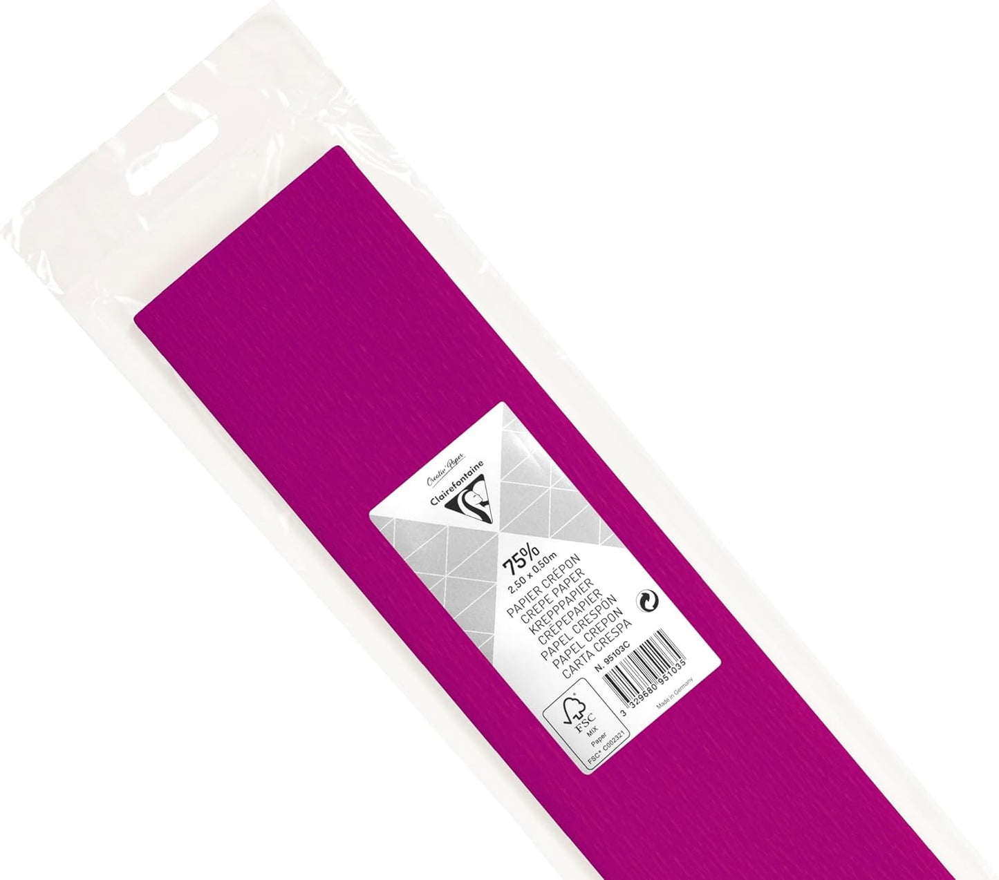 CLAIREFONTAINE Crepe Paper Roll 75% 2.5x0.5M Cyclamen