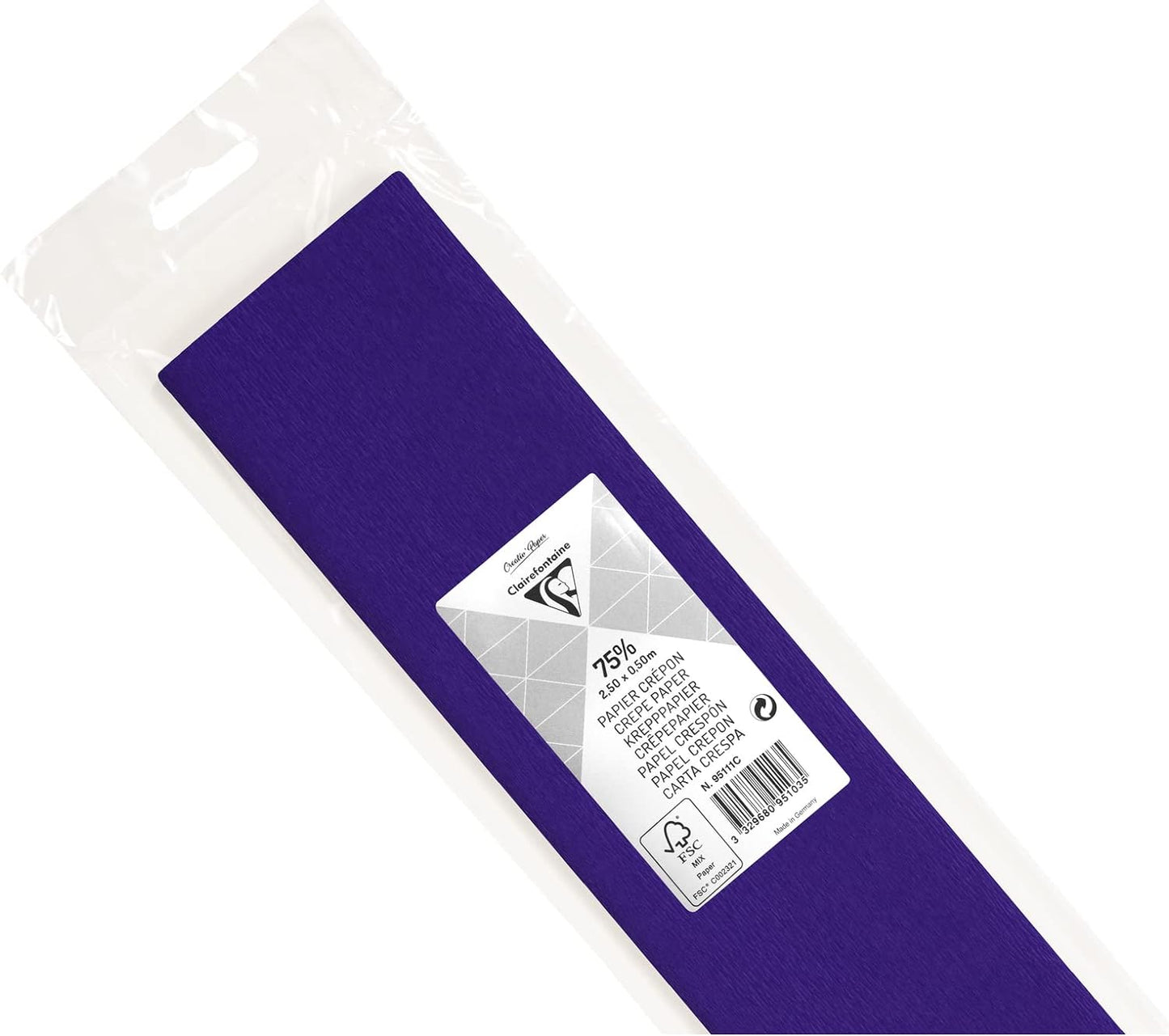 CLAIREFONTAINE Crepe Paper Roll 75% 2.5x0.5M Violet