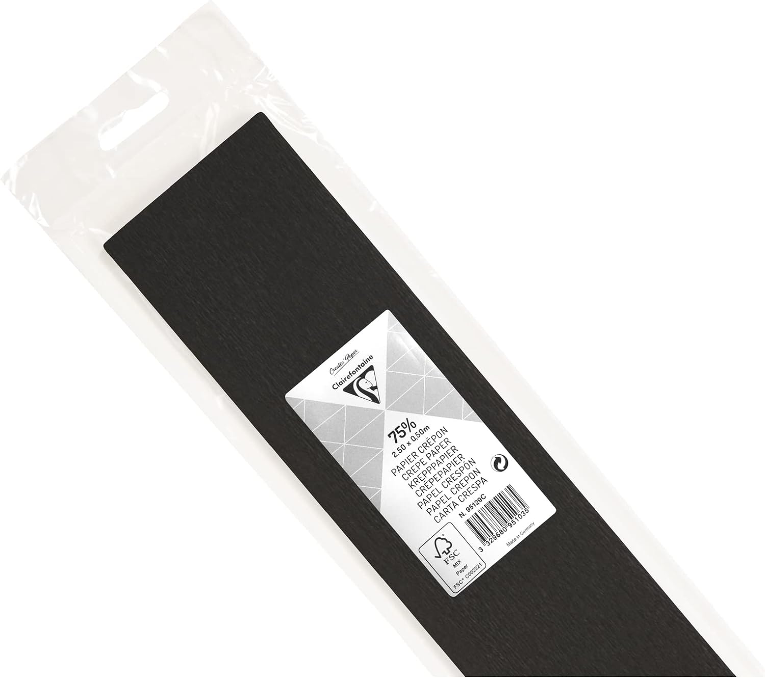 CLAIREFONTAINE Crepe Paper Roll 75% 2.5x0.5M Black