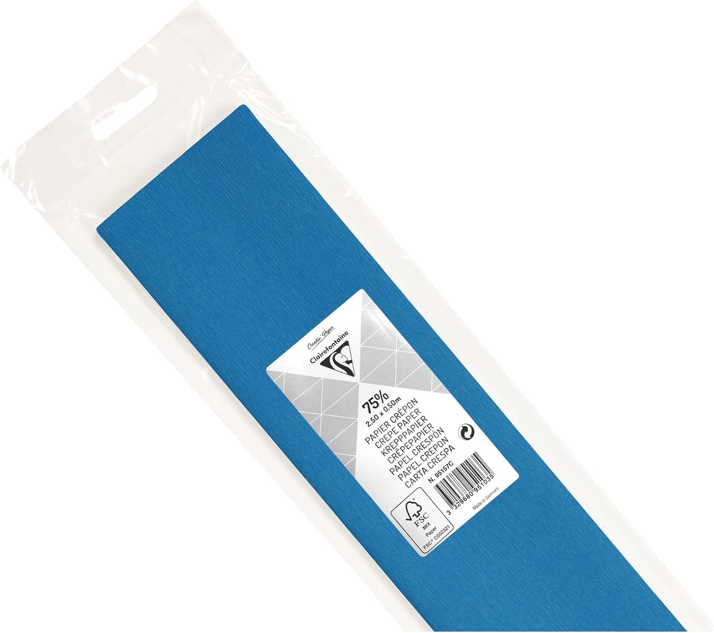 CLAIREFONTAINE Crepe Paper Roll 75% 2.5x0.5M Petrol Blue