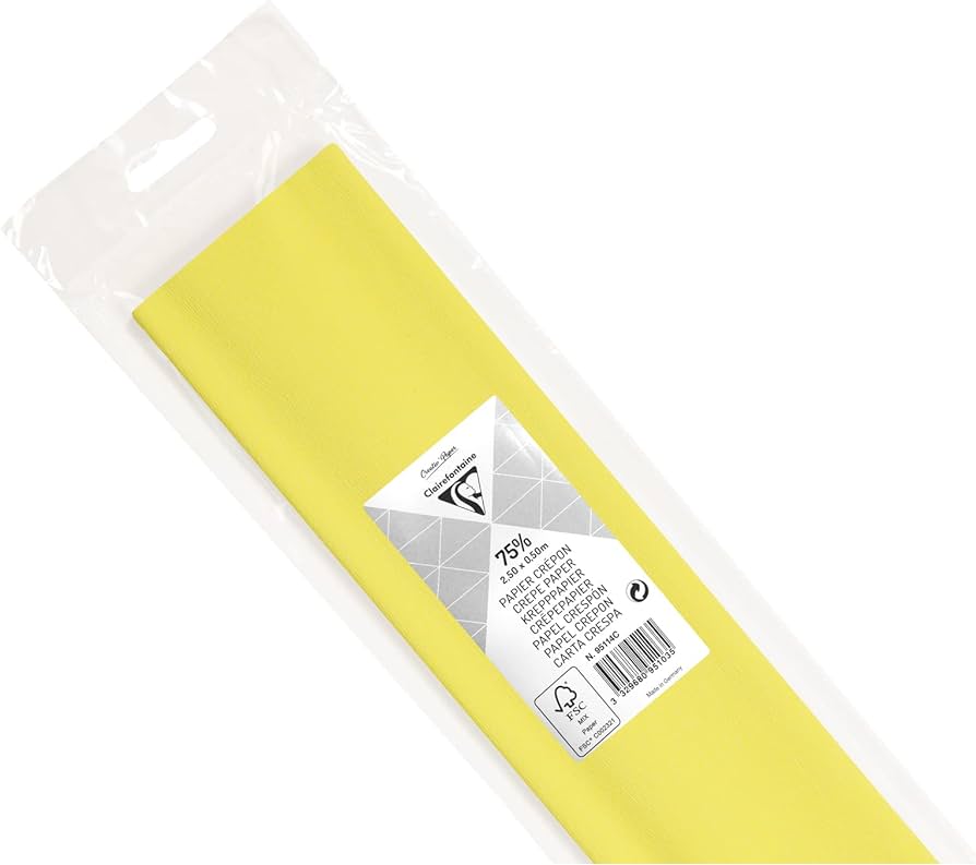 CLAIREFONTAINE Crepe Paper Roll 75% 2.5x0.5M Pale Yellow