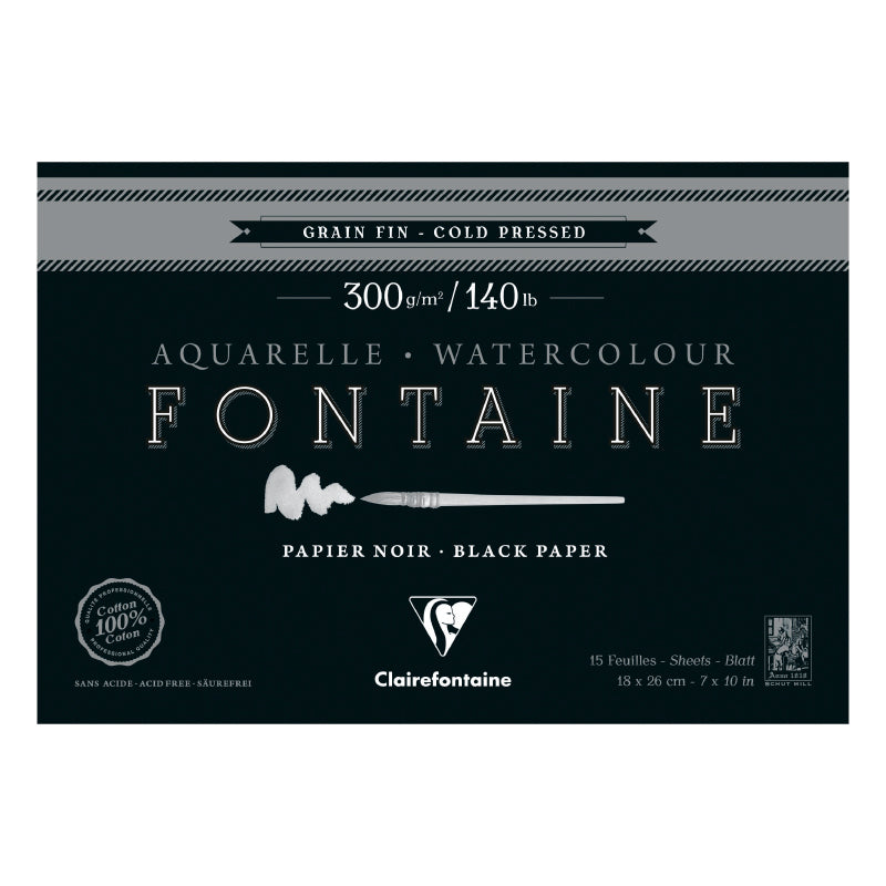 CLAIREFONTAINE Fontaine 4 Sides Cold Pressed 300g Black 14x21.6cm 20s