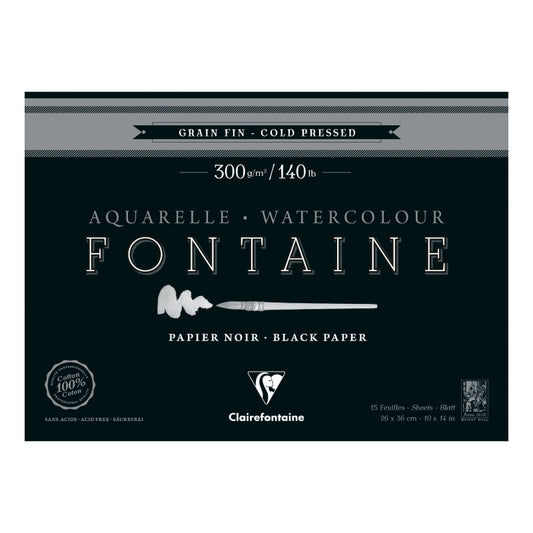 CLAIREFONTAINE Fontaine 4 Sides Cold Pressed 300g Black 18x26cm 15s