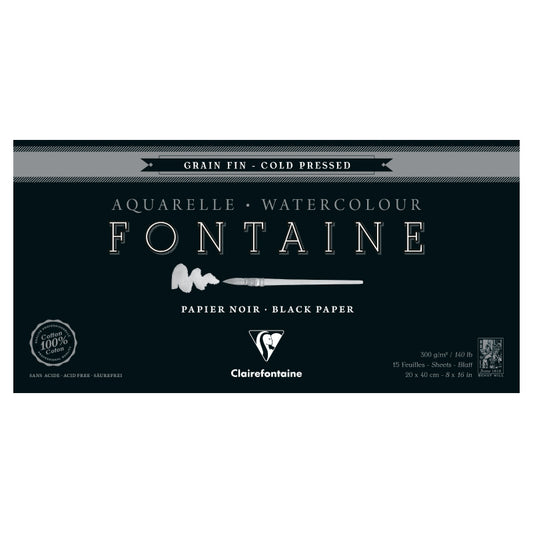 CLAIREFONTAINE Fontaine 4 Sides Cold Pressed 300g Black 26x36cm 15s