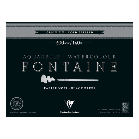 CLAIREFONTAINE Fontaine 4 Sides Cold Pressed 300g Black 30x40cm 15s