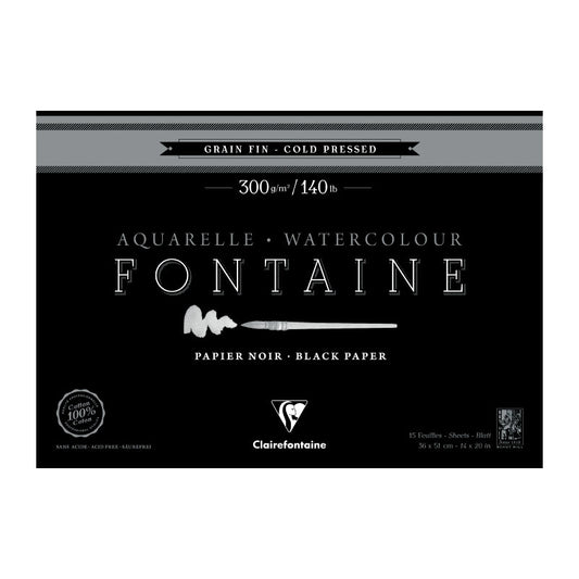 CLAIREFONTAINE Fontaine 4 Sides Cold Pressed 300g Black 36x51cm 15s Default Title