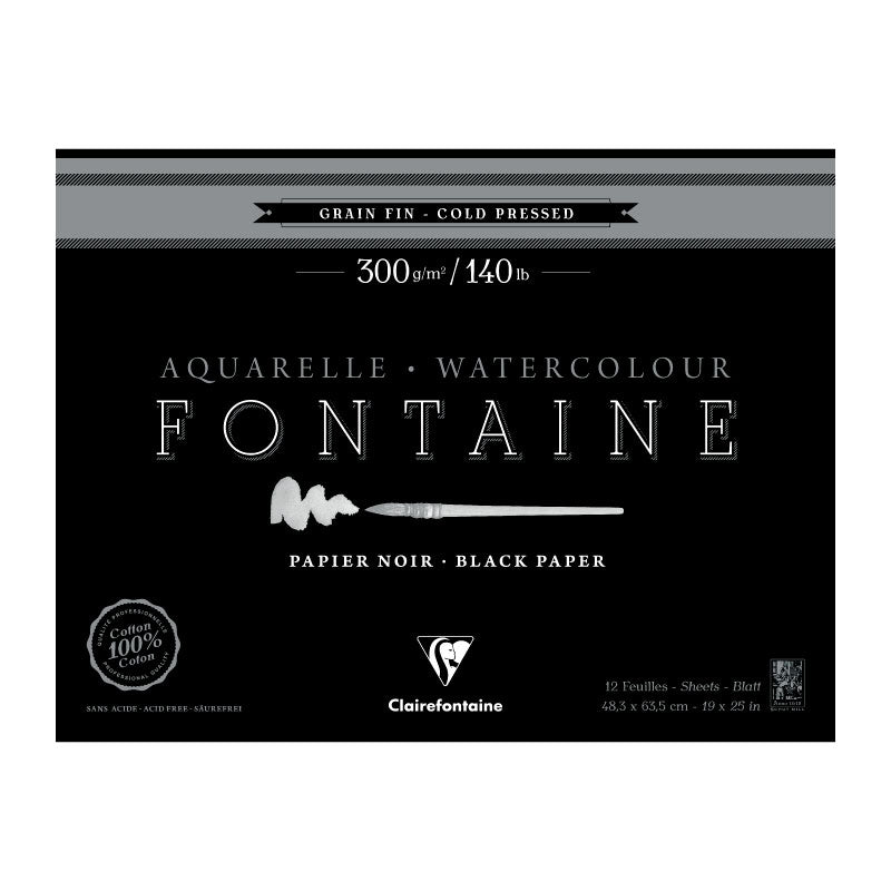 CLAIREFONTAINE Fontaine 4 Sides Cold Pressed 300g Black 48.3x63.5cm Default Title