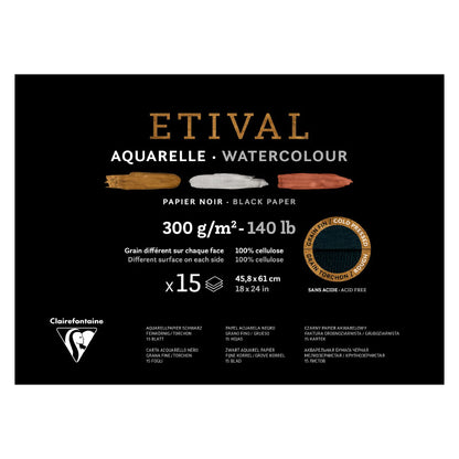 CLAIREFONTAINE Etival Cold Pressed 300g Black 46x61cm 15s 2Grain Default Title