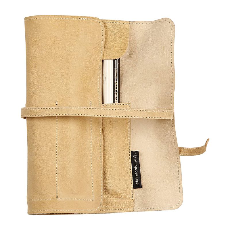 CLAIREFONTAINE Flying Spirit Leather Pencil Roll Beige