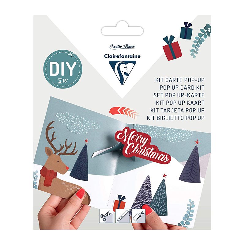 CLAIREFONTAINE Pop-Up Card Kits 140x140mm Christmas