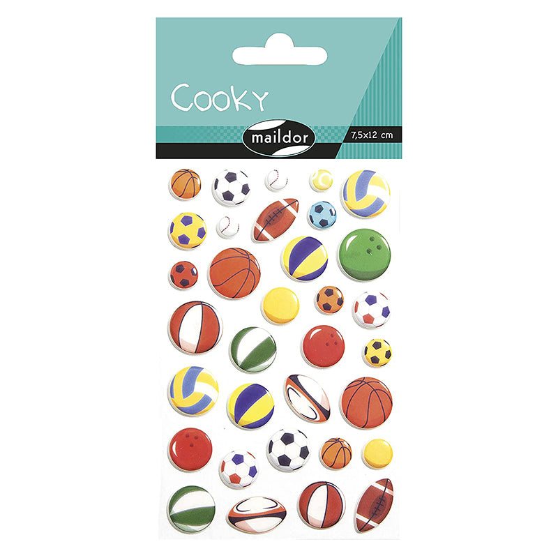 MAILDOR 3D Stickers Cooky Sports Balls 1s