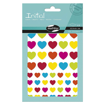 MAILDOR Geo Stickers Initial Multicolour Hearts 4s