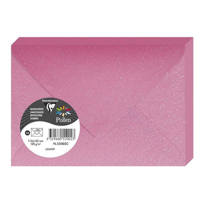 POLLEN Glitter Envelopes 120g 114x162mm 20s Lollipop