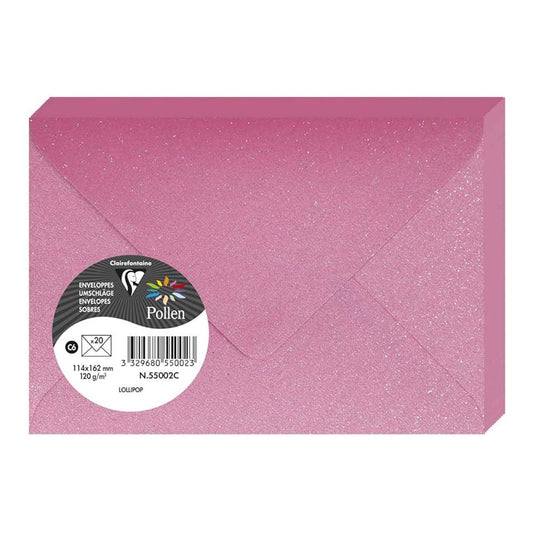 POLLEN Glitter Envelopes 120g 114x162mm 20s Lollipop