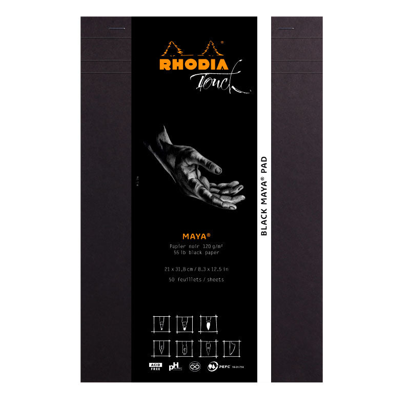 RHODIA Touch Black Maya Pad 120g A4+ Blank 50s