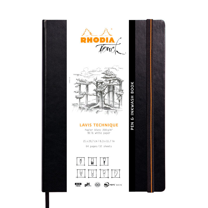 RHODIA Touch Pen+Inkwash Book 200g A4 Blank 32s