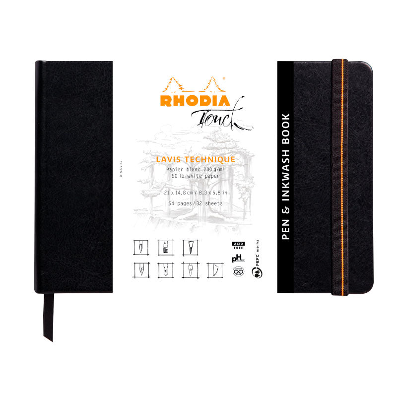 RHODIA Touch Pen+Inkwash Book 200g A5 Blank 32s